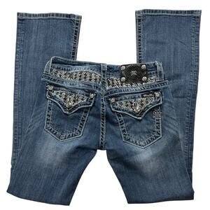 Miss Me‎ Jeans Bootcut JP5908BV Embellished Bling Flap Pocket Women's 27 Denim